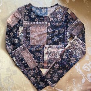 *Sold* Mesh Patchwork Long Sleeve Shirt